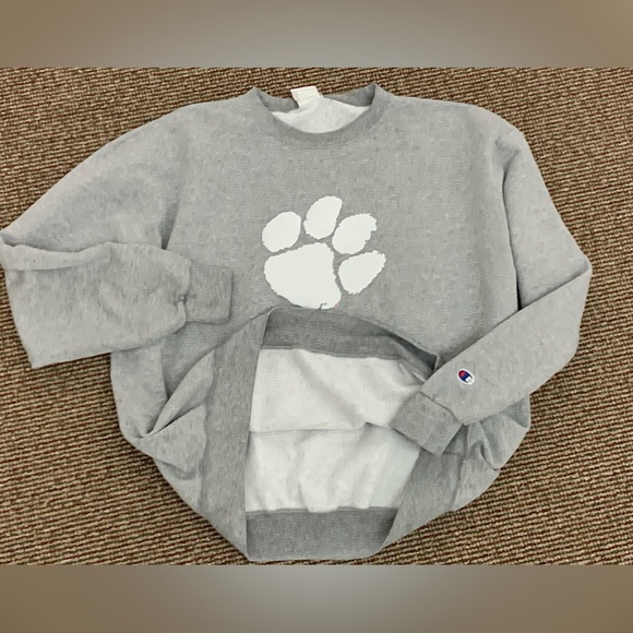 #1990s Vintage Men's XL Champion Clemson Tigers Embroidered Paw Sweatshirt - Picture 9 of 11